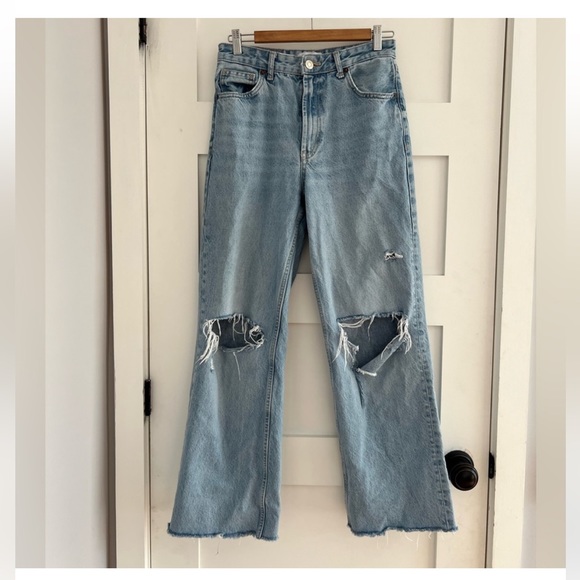Zara TRF Ripped wide leg jeans size 6 - Picture 5 of 13